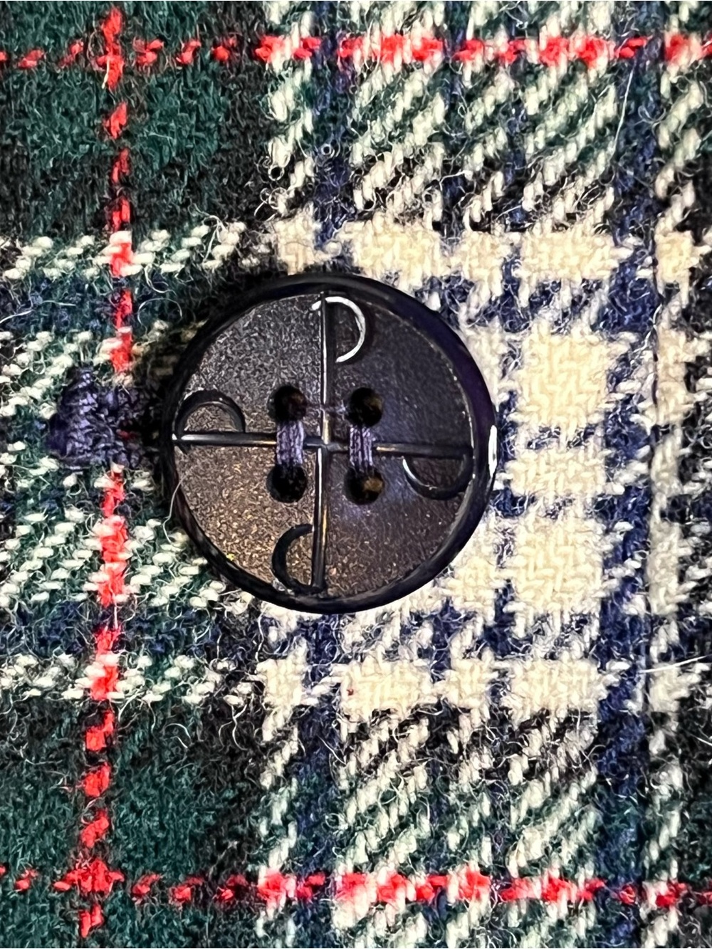 Vintage Plaid Pendleton Two-Button Blazer Jacket in Navy and White Size 6 - Picture 9 of 11